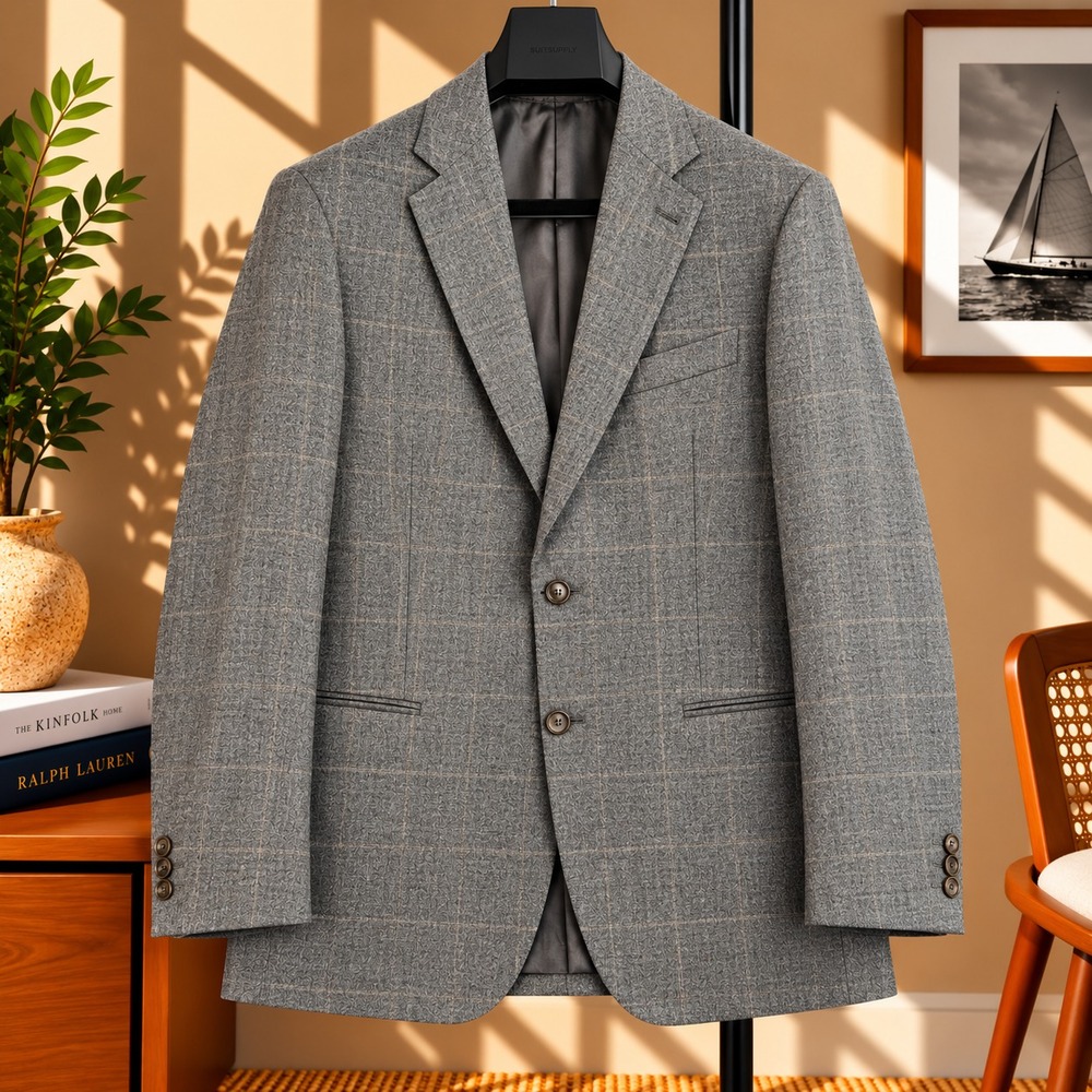 Armani Collezioni Blazer Mens 40R Gray Wool Glen Plaid Neiman Marcus Italy